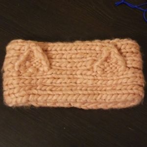 Pink cat ears winter headband, yarn, new